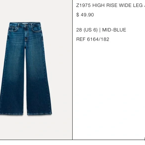 Zara High Rise Wide Leg Jeans Z1975 size 28 - Picture 8 of 10